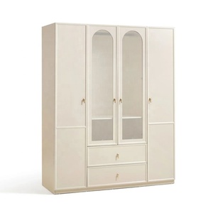 Armoire de style crème avec portes en verre cintrées et tiroirs intégrés, <span class=keywords><strong>prix</strong></span> d'usine, meubles de chambre modulaires personnalisés - Product Image 6