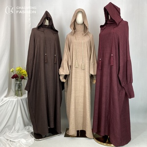 Abaya con Capucha Popular en el Medio Oriente, Color Sólido, Manga Murciélago, con Cuello Elástico y Puños Elegantes para Mujeres Musulmanas 6818 # - Product Image 1