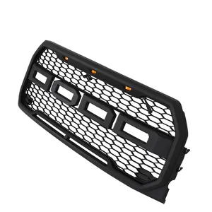 2015 2016 2017 Black Mesh Grille W/ LED Light Bar+3 Amber Lights Fit For Ford F150