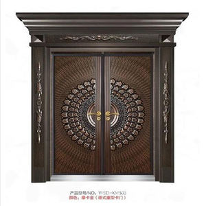 Puerta de acero de entrada de seguridad antirrobo de cobre y acero inoxidable de diseño de lujo moderno para entrada frontal de Villa y apartamento - Product Image 1