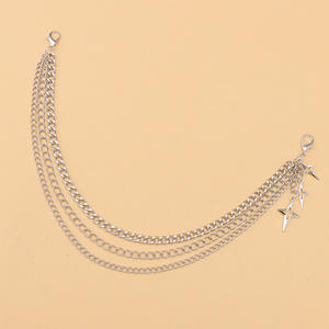 Cadena para zapatos con colgante de cruz y estrella, decoración de metal de aleación para mujer, botas Martin, accesorio de estilo punk, color blanco K - Product Image 6