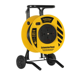 Fil d'extension d'enrouleur de câble robuste 30m <span class=keywords><strong>50m</strong></span> 4 gangs bobine de cordon de prise universelle <span class=keywords><strong>sur</strong></span> roues câble d'alimentation utilisation extérieure rétractable - Product Image 6