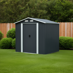 Capanno in Metallo Apex 6 X 8 Piedi, Unità di Stoccaggio in Acciaio Ondulato Zincato, Stile Industriale per Giardino Esterno - Product Image 2