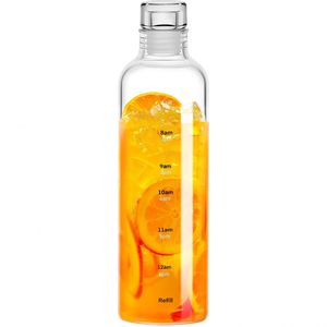 High Borosilicate Glass Water Bottle 300-1000ml (16oz/32oz) Hand Fired Eco-Friendly Dishwasher Microwave Safe Screw-On Lid High - Product Image 1