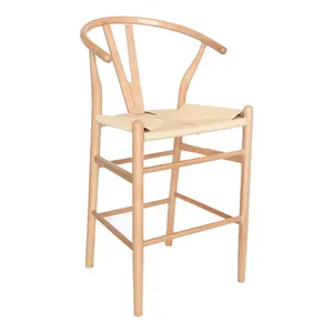 סיטונאי באיכות גבוהה כיסא בר מעץ כיסא עצם משאלה בצבע טבעי כיסא בר ביתי