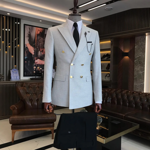 Trajes de hombre ajustados con doble botonadura a medida, boda de esmoquin de pata de gallo, novio, fiesta de negocios, graduación, mejor chaqueta para hombre, disfraz para hombre - Product Image 1