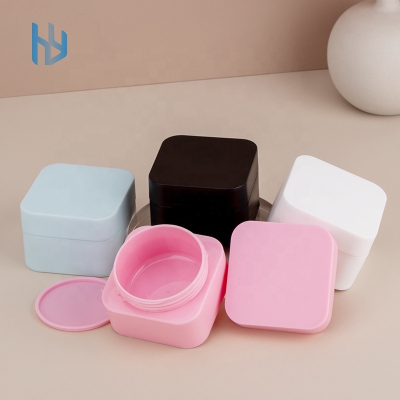 hot sale Frosted pink/blue/black/white square private labels Cosmetic Cream Jar 50g Plastic skin care Packaging Container