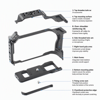 Cage de protection pour appareil photo reflex numérique (DSLR) usinée CNC, en fil d'EDM personnalisé, acier inoxydable et alliage d'aluminium anodisé, pour équipement photographique et vidéo de sécurité