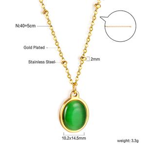 Collar con Colgante de Piedra Natural Azul Verde Francesa Vintage, en Oro de 18K y Acero Inoxidable, Resistente al Agua, Venta al Por Mayor - Product Image 6