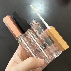 Wholesale 4ml <b>Clear</b> Square Cosmetic Lip <b>Container</b> Private Label Mini Empty Lip Gloss Tube with Rose Gold Lid and Screen Printing - Product Image 6
