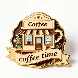 เข็มกลัดเคลือบลายแก้วกาแฟ ป้ายโลหะแบบ Letterpress สีทอง รูปดอกกานพลู สำหรับเป็นของขวัญและเครื่องประดับเสื้อผ้า - Product Image 3