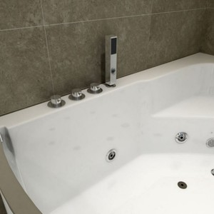 Bañera de Hidromasaje Acrílica Moderna de Lujo, Independiente, con Cuatro Jets Grandes de Masaje, Ventana Grande, Dos Almohadas, Fácil Acceso - Product Image 6