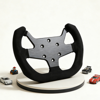 Volant de course miniature en forme de D de 270 mm, surface en daim, rayons en aluminium brossé pour karts et simulateurs de course