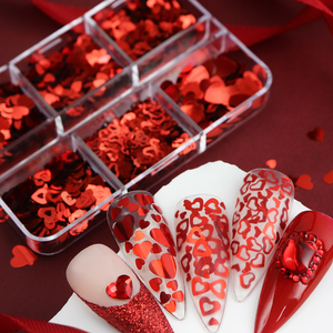 <span class=keywords><strong>2023</strong></span> <span class=keywords><strong>saint</strong></span> <span class=keywords><strong>valentin</strong></span> 6 grilles mixte Nail Art paillettes brillant rouge amour coeur conception <span class=keywords><strong>ongles</strong></span> accessoires paillettes - Product Image 2