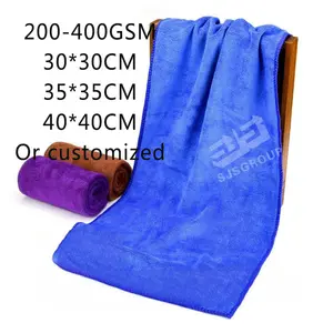 Factory 300gsm 350 gsm 40*40cm coral fleece plush thickness microfiber drying towel car wash towel