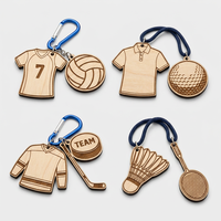 Breloques de sac personnalisées sur le thème du sport, porte-clés en bois mignons, porte-clés en bois personnalisé pour la course, le cricket, le cyclisme, le tennis de table