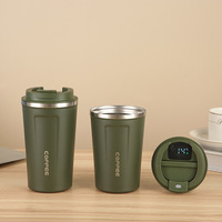 Termo de vacío doble de acero inoxidable 304 portátil, temperatura inteligente con pantalla de taza de café, taza de viaje con tapa