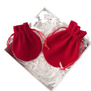 Wholesale Red Velvet Drawstring Jewelry Bag, Custom Logo Printed Gourd Shape Jewelry Pouch for Retail & <b>Holiday</b> Gift Packaging - Product Image 1