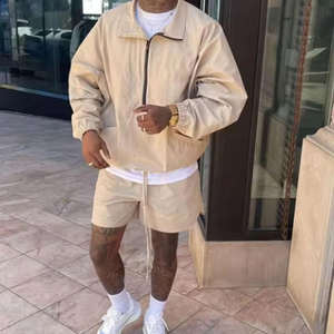 कस्टम ब्रांड लोगो पुरुषों जैकेट शॉर्ट्स स्वेट सूट ग्रीष्मकालीन सेट विंडब्रेकर कपड़ों के आउटफिट के दो टुकड़े - Product Image 1