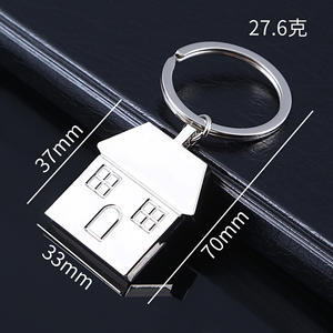 Gantungan Kunci Logam Bentuk Rumah Lucu, Personalisasi Logo Fashion, Gantungan Kunci DIY Kosong - Product Image 2