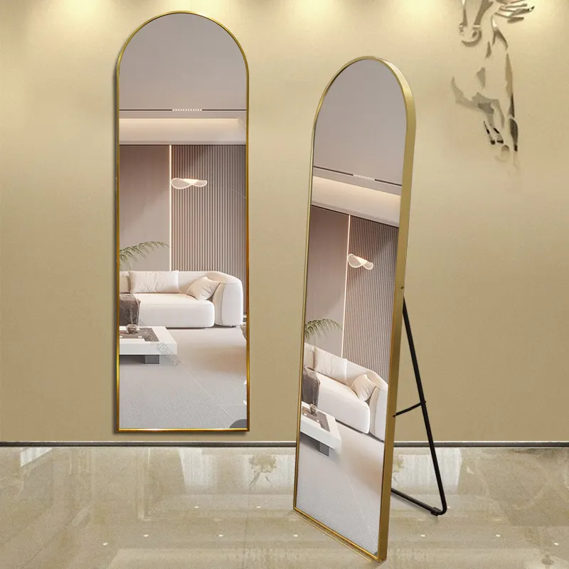 3 Farben Eisen Wohnzimmer verzierten gewölbten Ganzkörper spiegel gewölbten dekorativen Luxus Bodens piegel