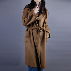 Ventes en gros de manteaux en cachemire double face pour femmes, plusieurs couleurs, élégant manteau d'hiver, manteau en laine mélangée, drapé, grande taille - Product Image 2