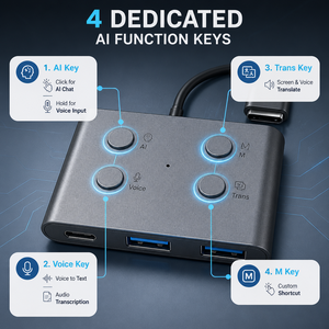 ฮับ USB C แบบเ<span class=keywords><strong>ส</strong></span>ียบใช้งานได้ทันที พร้อมฟังก์ชั่นบันทึกเสียงด้วยคลิกเดียว ดีไซน์อเนกประสงค์ รองรับ AI <span class=keywords><strong>ส</strong></span>ำหรับคอมพิวเตอร์และแล็ปท็อป ขายส่ง - Product Image 3