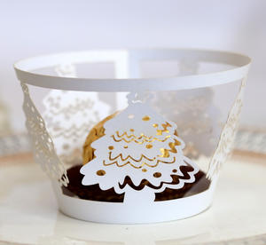 Emballage de cupcakes de noël en papier brillant 18 styles, décorations de flocons de neige pour père noël - Product Image 5