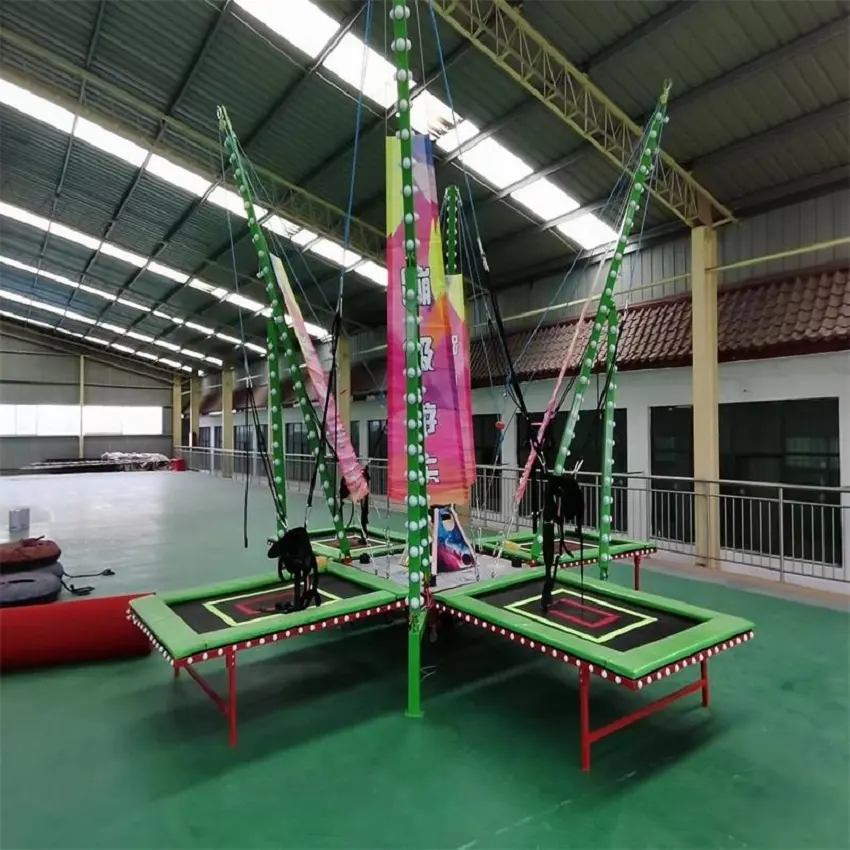 KARUN Foldable And Movable Four People Bungee Jumping With Colored Lights And Wheel