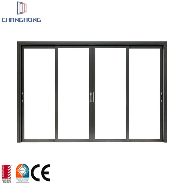 Puertas corredizas de aluminio delanteras para casa moderna Sistema resistente Puerta corredera automática