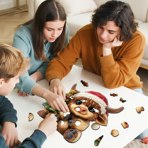 Rompecabezas navideño con diseño de toro, de cartón a todo color, de 51 a 100 piezas, con esquinas onduladas, laminación mate o brillante, unisex, de 8 a 14 años - Product Image 6
