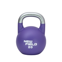 Kettlebells de compétition en acier de 20 kg pour entraînement de force, revêtement poudré violet avec poignée mate sablée et polie électrolytiquement