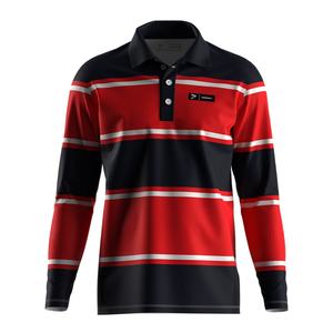 เสื้อโปโลรักบี้ลายทางดีไซน์คลาสสิก ทนทาน ผ้าสเตรชแขนยาว เหมาะสำหรับนักกีฬาและแฟนๆ ทุกฤดูกาล - Product Image 1