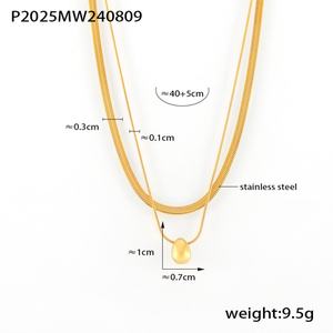 Collier en acier inoxydable avec pendentif goutte d'eau et chaîne serpent double couche au design élégant - Product Image 2