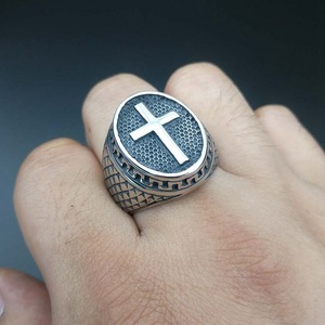 Men's Cross <b>Ring</b> <b>Titanium</b> Steel Polished Punk Style Gift Jewelry - Product Image 5