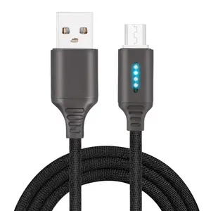 2024 Snel Opladen Aluminium Legering Type-C 8-Pins Mini Oplader Type C Data Nylon Gevlochten Slimme Automatische Power-Off Usb-Kabel