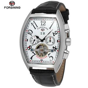 Pour Forsining hommes mode automatique mécanique Tourbillon montres vente chaude bracelet en cuir cadran en verre fenêtre 22mm bande pointeur - Product Image 3