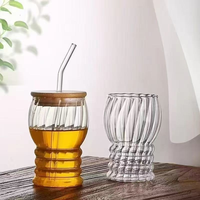 Gobelet en verre de style victorien avec couvercle sécurisé et paille intégrée pour adultes - Réutilisable pour les fêtes, l'usage quotidien et la maison