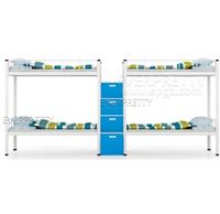 Cama de Dormitorio de Diseño Moderno Personalizada, Muebles de Dormitorio Blancos para Estudiantes, Cama Metálica Doble con Almacenamiento para Cuatro Personas
