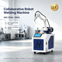 Cobot laser 6 axes pour soudage, 1500W 2000W 3000W, charge utile 10kg, portée 1400mm, certifié CE pour le soudage de l'acier inoxydable