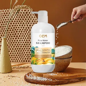 OEM Label Pribadi Kualitas Terbaik Perawatan Rambut Kustom Alami Sampo Air Beras Fermentasi Bebas Paraben Herbal