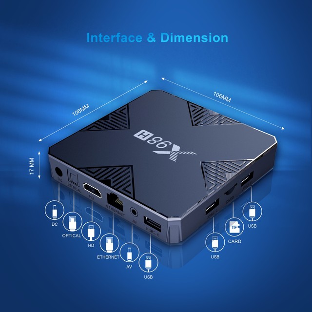 New X98H PRO Android 12 Quad Core 4GB 32GB Smart TV Box H618 2.4G/5GHz WiFi 1000M 6K Resolution Set Top Box