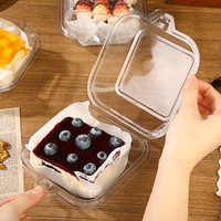 Boîte d'emballage transparente personnalisable de qualité alimentaire pour gâteau carré au tiramisu, mousse, sandwich