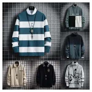 OEM high quality oversized heavyweight breathable warm knitted sweater cardigan men's sweater men's crew neck sweater