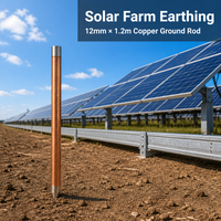 Varilla de Cobre para Puesta a Tierra de 12 mm y 1,2 m, Protección Contra Rayos, Construcción de Plantas de Energía Solar
