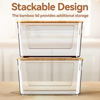 Distributeur de sacs poubelle empilable avec couvercle en bambou, support pour sacs poubelle extra-larges pour cuisine, buanderie, sous l'évier