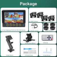 Moniteur DVR étanche 7 pouces PWAS Private Mold avec écran, 4 canaux 1080P, caméras de recul, détection de piétons et de véhicules par IA BSD pour camion