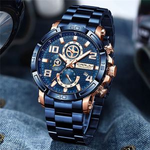 Relojes CRRJU 2297 para hombre, esfera grande, resistentes al agua, de acero inoxidable, con manecillas luminosas, fecha, cronógrafo deportivo, reloj masculino. - Product Image 5