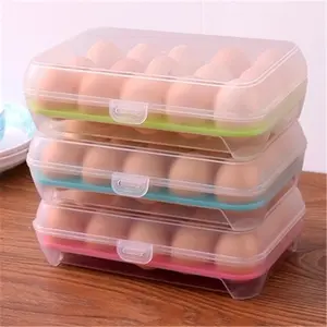 Portable Egg Refrigerator Storage Tray Box Plastic Anti-breaking 15 Grid Eggs Holder Kitchen Anti-collision Plastic Egg Box