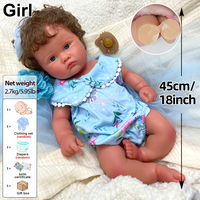 Poupée Reborn en Silicone Pur de 18 Pouces pour Filles, Corps Flexible, Visage Réaliste, pour les Passionnés et les Collectionneurs de Poupées